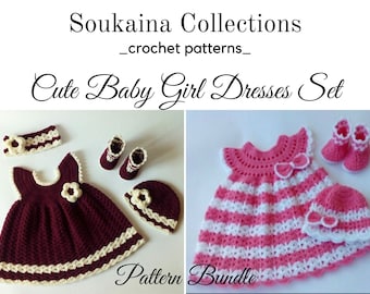 Ensemble de robe pour bébé au crochet, modèle de robe de bébé au crochet, vêtements pour bébé au crochet, modèle de robe pour bébé, robe au crochet pour bébé fille, 0-3 m/3-6 m/6-9