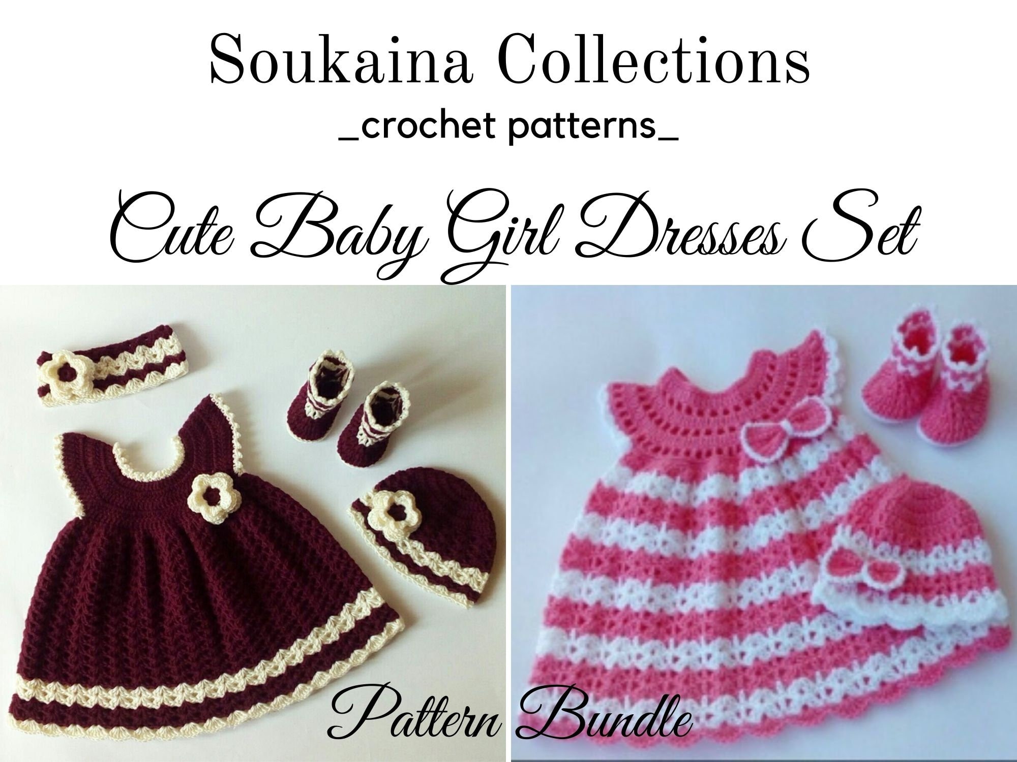 Crochet Kit for Butterfly Baby Girl Dress, Size 3 months, 6 months, and 9-12  mon