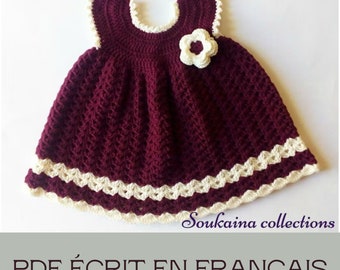 Robe bébé Au Crochet, La Robe De La Petite Princesse Sara, Crochet Robe Pour bébés, Tailles 0-12 m, Modèle De Crochet PDF Ecrit En Français