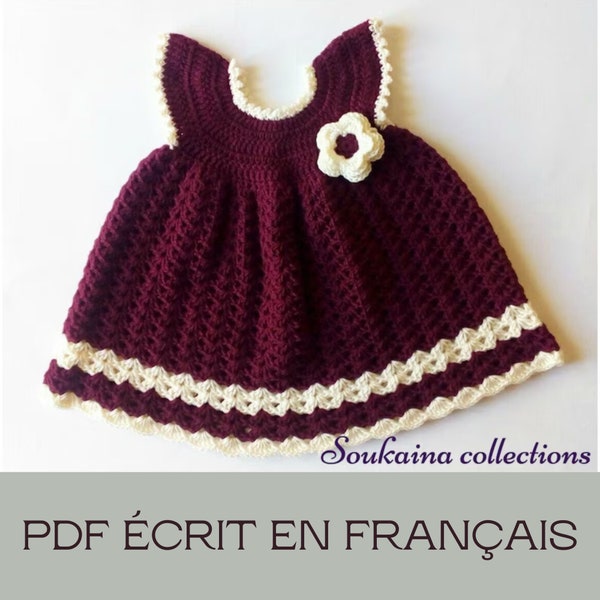 Robe bébé Au Crochet, La Robe De La Petite Princesse Sara, Crochet Robe Pour bébés, Tailles 0-12 m, Modèle De Crochet PDF Ecrit En Français