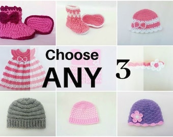 Crochet Pattern Bundle, Choose Any 3 Patterns