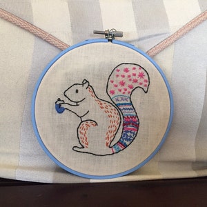 Handmade Squirrel with a Nut Embroidery Hoop