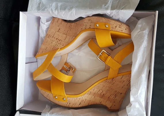 mustard platform sandals
