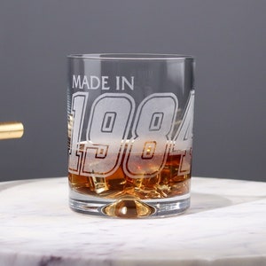 Personalised Heavy Glass Whiskey Tumbler | Birthday Gift Idea | Engraved With The Year Of Your Choice | Date Of Birth Gifts