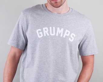 Grumps Grey T-Shirt With White Type Faced Design It Makes A Great Gift Idea For A Grumpy Sod :)