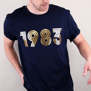 Golden Year Men's and Kids Twinning Fashion Navy & Gold T-Shirt Top Gift Idea For Father And Son