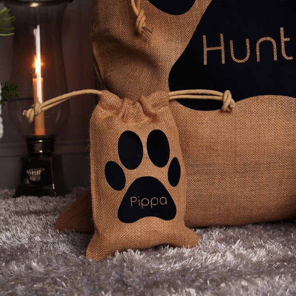 Personalised Christmas Sack for Dogs & Cats Santa Paws Stocking Traditional Style | Christmas Stocking For Dogs | Pet Gift Idea