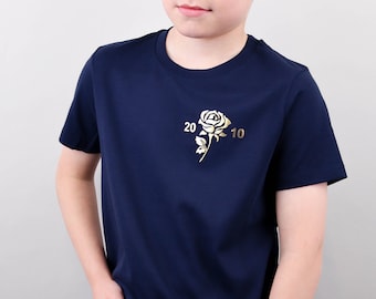 English Rose England Men's and Kid's Fashion Navy & Gold T-Shirt Top Gift Idea For Him or Twinning