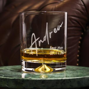 The Groomsman Signature Tumbler - Prefect Best Man Groomsmen Gift Idea - Personalised Engraved Heavy Glass Wedding Keepsake