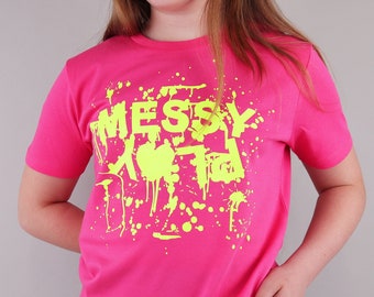 Messy Play Slogan T-Shirt For Kids Fashion Top For The Summer Season