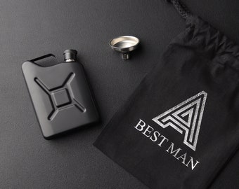 Best Man Gift Idea The Jerry Can Perfect For Groomsmen Personalised Matte Black 5oz Hip Flask