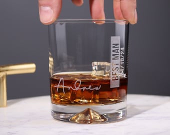 Groomsmen, Best Man, Usher, Father Of The Bride Gifts Personalised Heavy Whiskey Tumbler Glass For Wedding Day