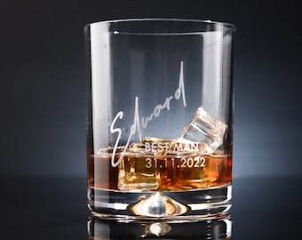 The Best Man Signature Glass Groomsman, Groomsmen, Usher, Best Man Gift Ideas Personalised Heavy Glass Tumbler