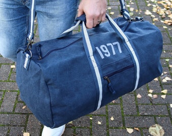 Retro Personalised Year Canvas Weekender Holdall Bag, Perfect Gift Idea For Him This Christmas, Birthday Or Father's Day Gym Bag