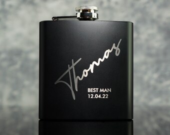 Personalised Free Engraved Hip Flask with Gift Box Best Man Usher Groom Birthday