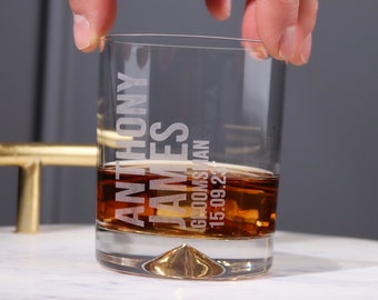 Groomsman, Groomsmen, Usher Gifts Personalised Heavy Tumbler Whiskey Glass | Best Man Gift Ideas | Bold Design