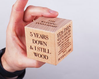 5th Wedding Anniversary Gift Idea The Personalised Wooden Cube Ornament