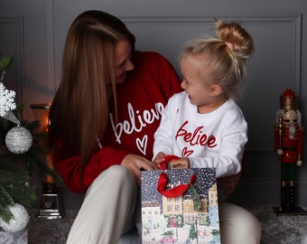 I Believe Christmas Jumper For Mum,Dad & Child Fashion Sweatshirt For The Festive Season