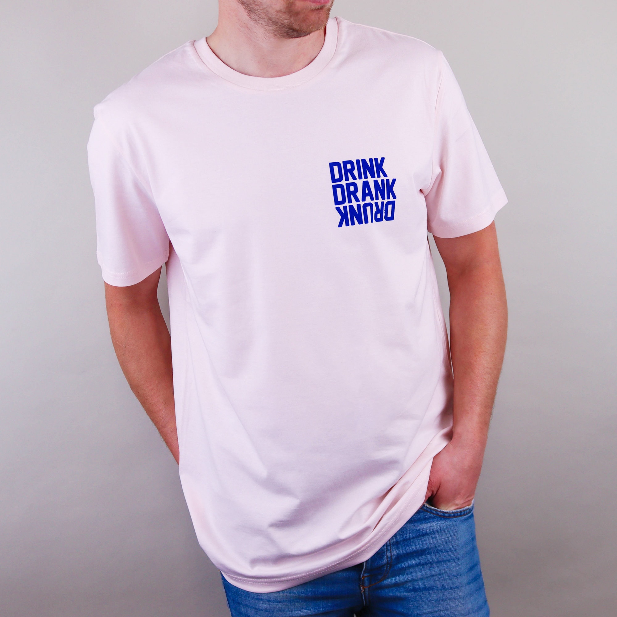 Drink Drank Drunk T-shirt With Blue Flocked Design It Makes A - Etsy