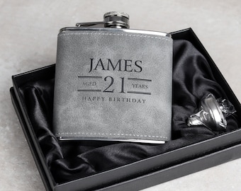 18th Birthday Gift A Personalised 6oz Matte Black Hip Flask, 18th 20th 30th 40th Birthday Celebration Gift