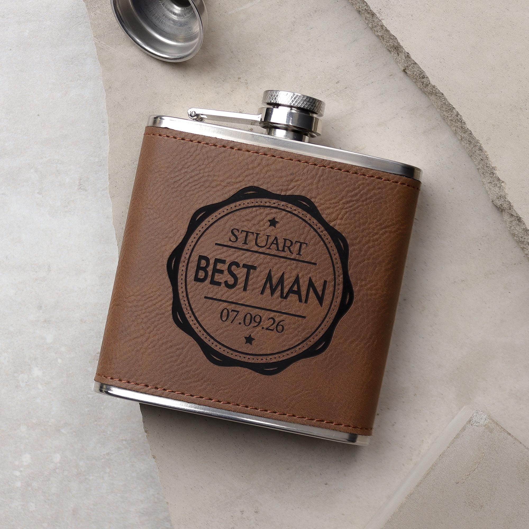 Personalised 6oz Wood/Steel Hip Flask Wedding Best Man Usher WOW !! Unique Gift - Foto 9