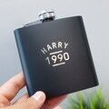 Birthday Gift A Personalised 6oz Matte Black Hip Flask, Birthday Celebration Gift Idea