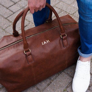 Classic Personalised Nuhide PU Leather Weekender Holdall Bag, Perfect Gift Idea For Him This Christmas, Birthday Or Father's Day image 2