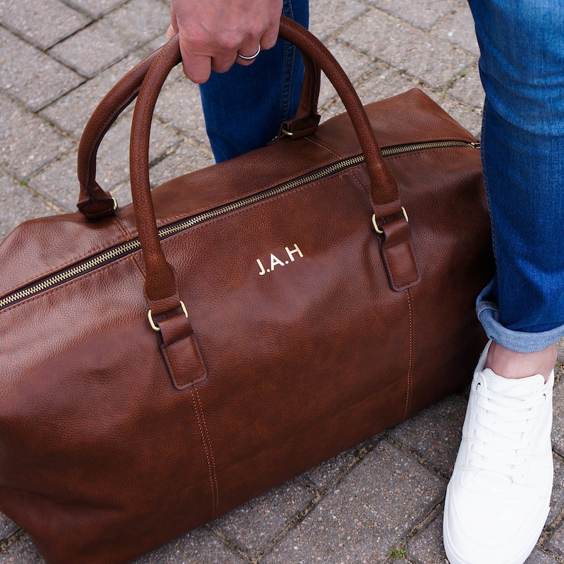 Classic Personalised Nuhide PU Leather Weekender Holdall Bag, Perfect Gift Idea For Him This Christmas, Birthday Or Father's Day image 2