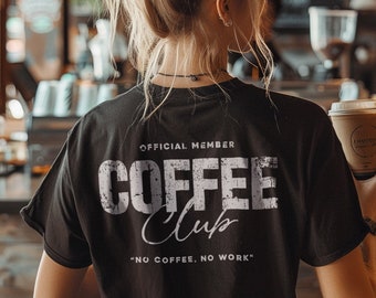 T-shirt graphique Coffee Club / T-shirt cool unisexe accro à la caféine / Cadeau unique pour amateur de café / Mug tête de mort rétro amusante