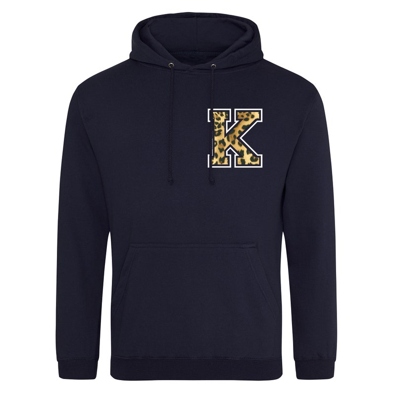 Personalisierte Leopard Print Hoodie Sweatshirt Große Weihnachtsgeschenkidee für Sie Navy