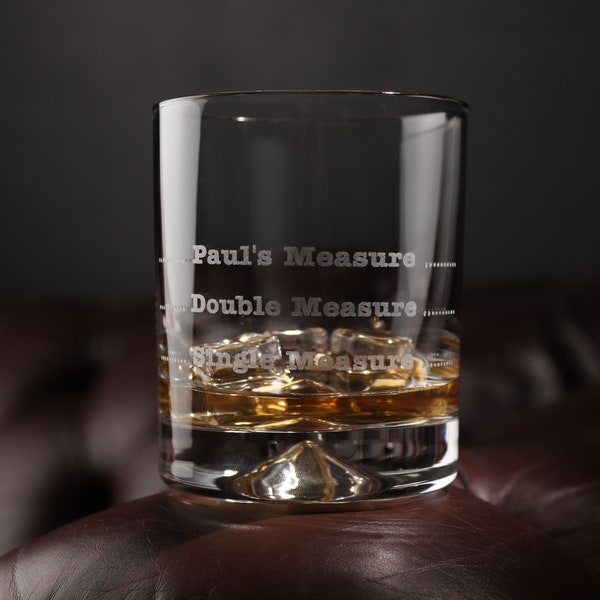 Personalised Measure Heavy Whiskey Glass Tumbler | Birthday Christmas Gift Idea For Him or Her | What's Your Measure? | Sophisticated Glass