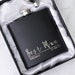 Groomsmen Best Man Usher Groom Gift Personalised Matte Black 6oz Hip Flask. OMG4-HIPBLK 