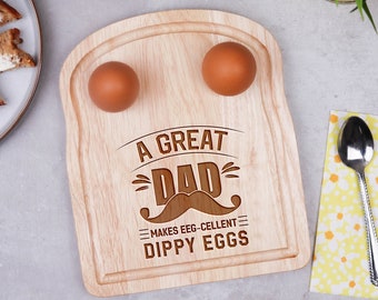 Great Dad Breakfast Dippy Egg Board, parfait pour les œufs et les soldats, perfection grillée pour le papa cette fête des pères