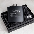 21st Birthday Gift A Personalised 6oz Matte Black Hip Flask, Birthday Celebration Gift