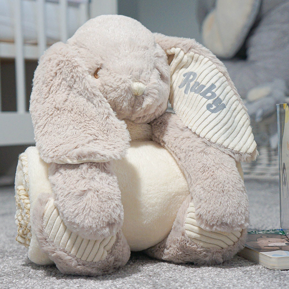 My First Large Personalised Bunny Rabbit With Blanket Babies Etsy UK