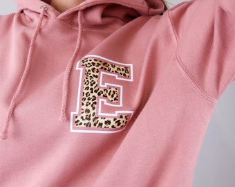 Personalised Leopard Print Hoodie Sweatshirt Great Christmas Gift Idea For Her