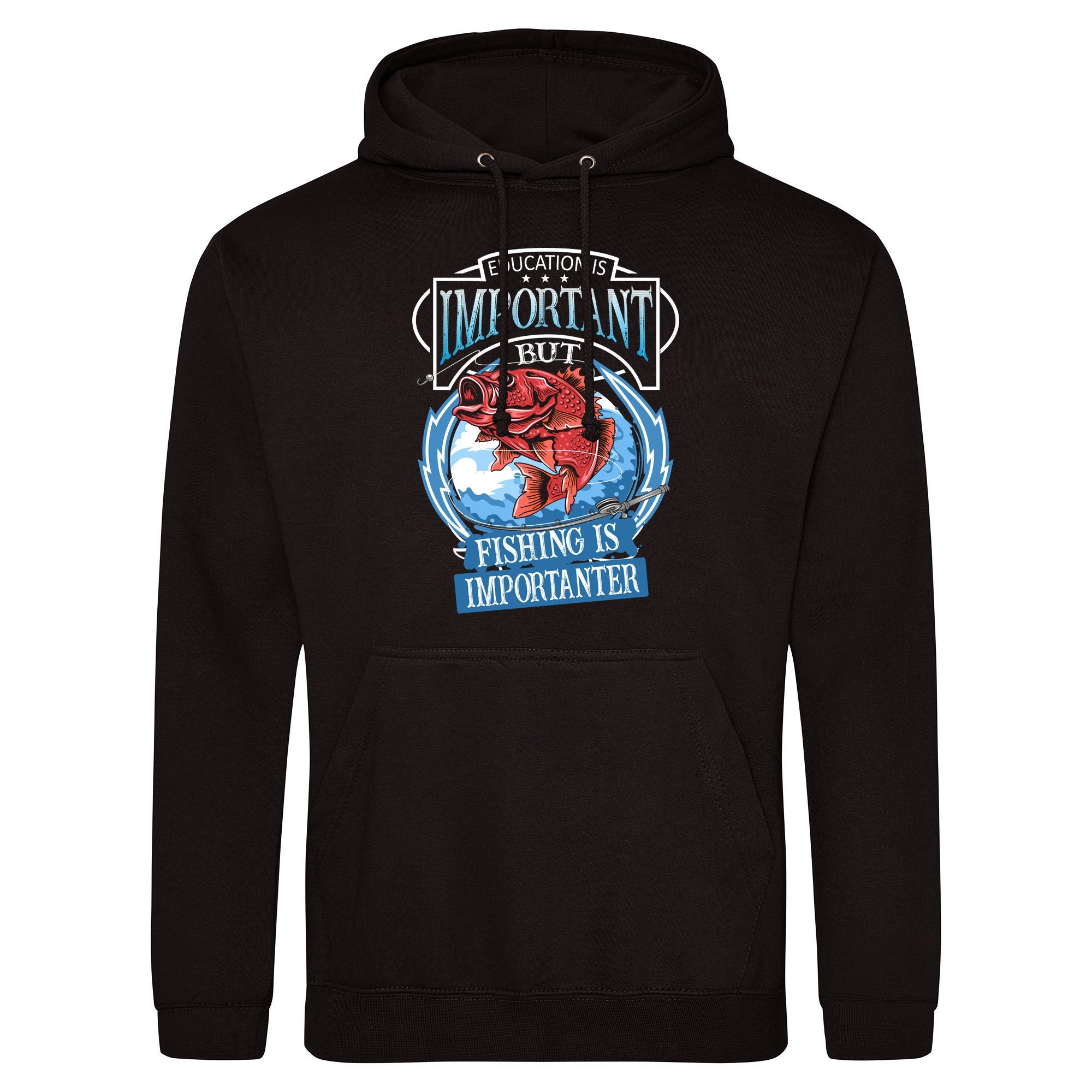 Catch 'em All Black Fishing Hoodie With a Fishing Design Gift