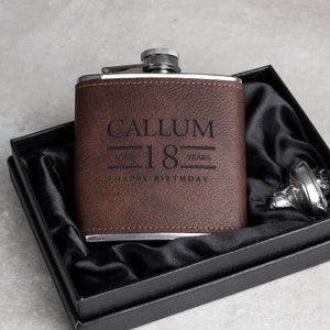 21st Birthday Gift A Personalised 6oz Matte Black Hip Flask, Birthday Celebration Gift image 2