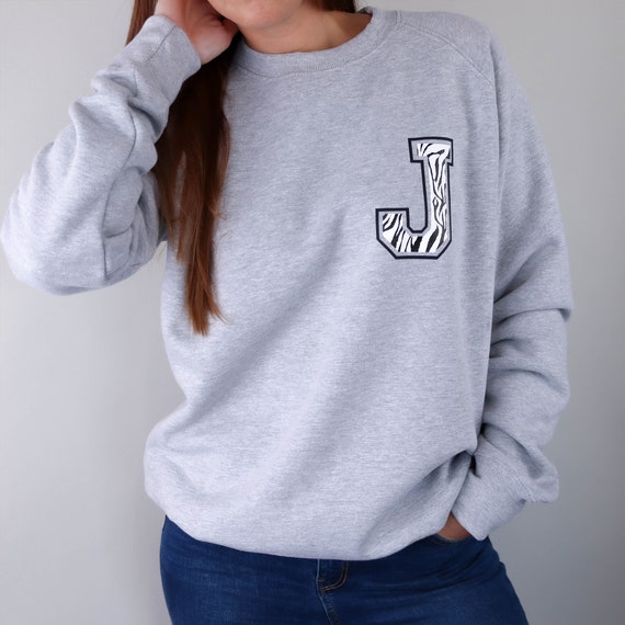 Personalised College Zebra Initial Sweatshirt Great Fashion Gift Idea for Her This Christmas Etsy Ireland