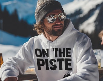 Sur la piste, sweat-shirt à capuche de ski amusant, idéal pour les festivités d'hiver, haut à capuche, sweat à capuche avec graphique montagnard