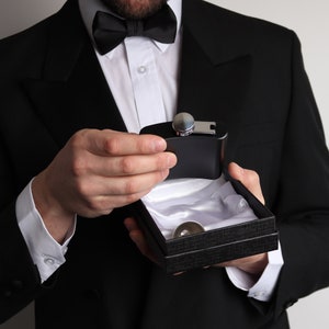 Groomsmen Best Man Usher Groom Gift Personalised Matte Black 6oz Hip Flask. OMG11-HIPBLK image 3