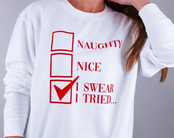 Naughty List Christmas Jumpers For Mother, Daughter, Father & Son Stylish Fashion Sweatshirt For The Festive Season