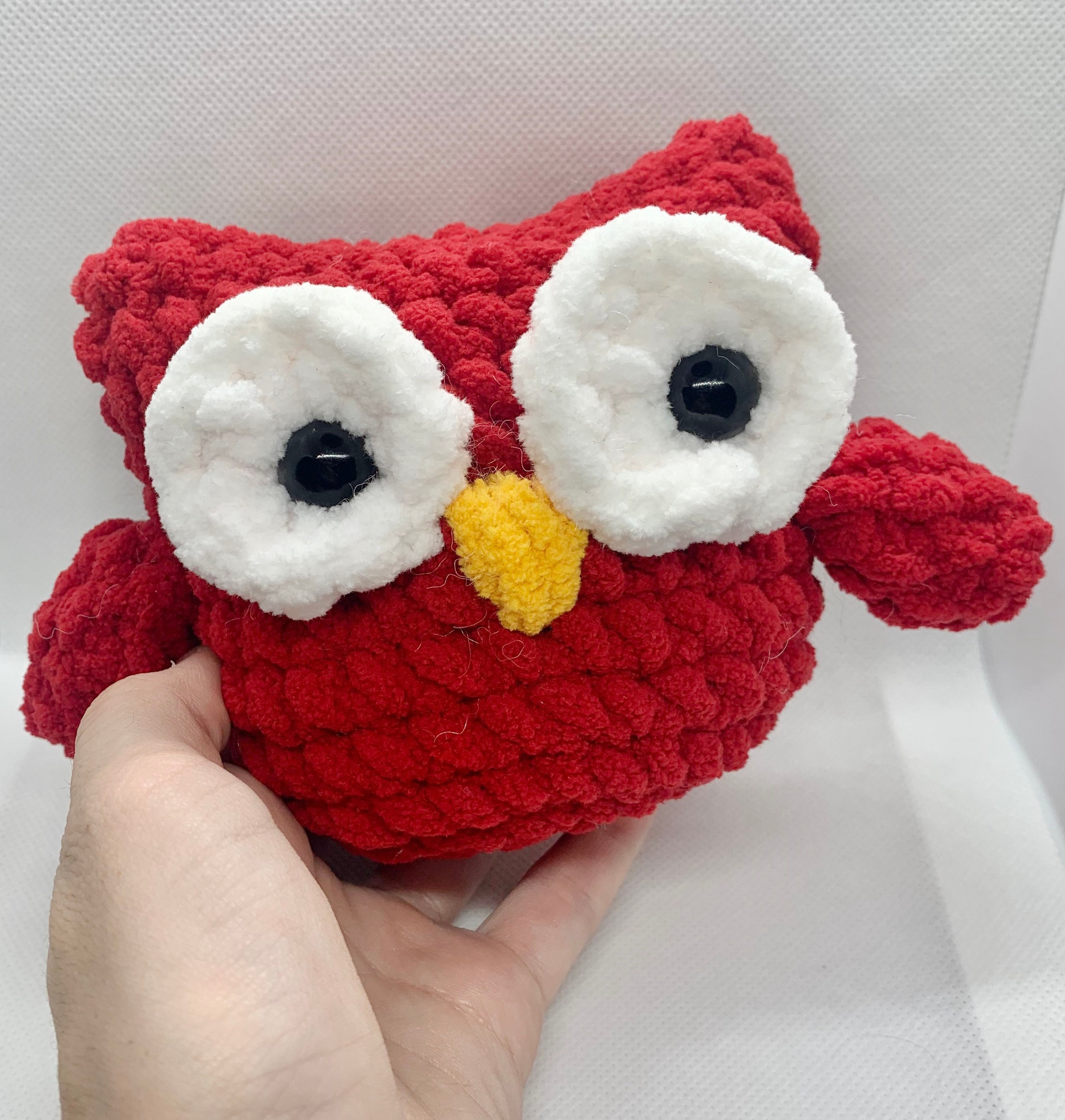 Owl Stuffed Animal Fluffy Crochet Owl Plush Toy Handmade Etsy