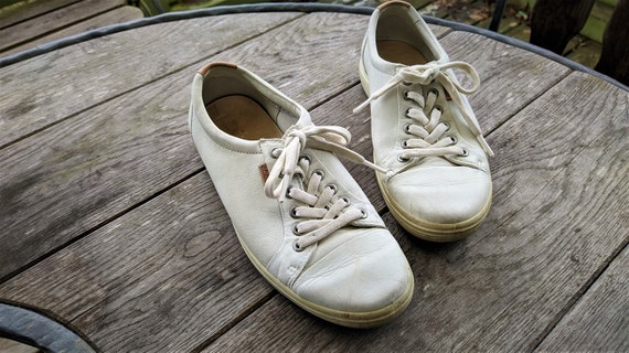 White Vintage Shoes Sneakers Leather Soft Ecco Women Size 38 - Etsy