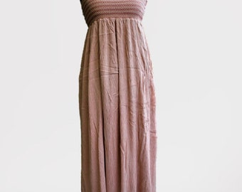 Dress vintage open women pink salmon floor maxi sleevless summer Size S
