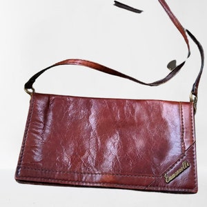 Vintage brown bag shoulder bronze leather Emmanuelle women 80&#39;s gift for her