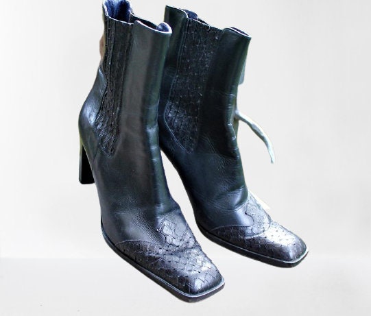 Black Vintage High Heels Leather 