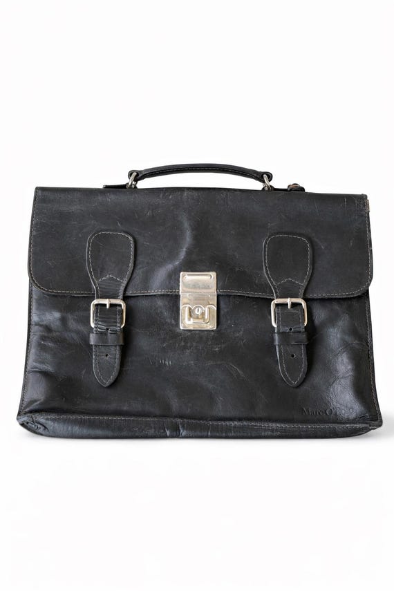 Black handbag bag leather men vintage Marc o polo messenger portfolio