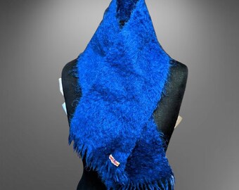 Blue long hair mohair scarf warm Christmas gift for her winter