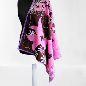 Scarf vintage pink brown white abstract accessory women gift for her